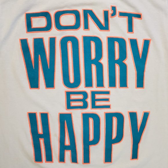 Vintage Don't Worry Be Happy Single Stitch T Shirt Size L Made in USA - Picture 3 of 6